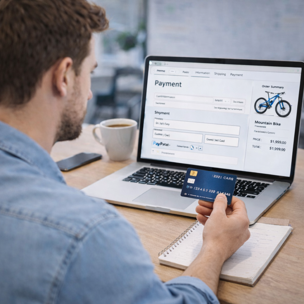 Man optimising and testing an e-commerce checkout page